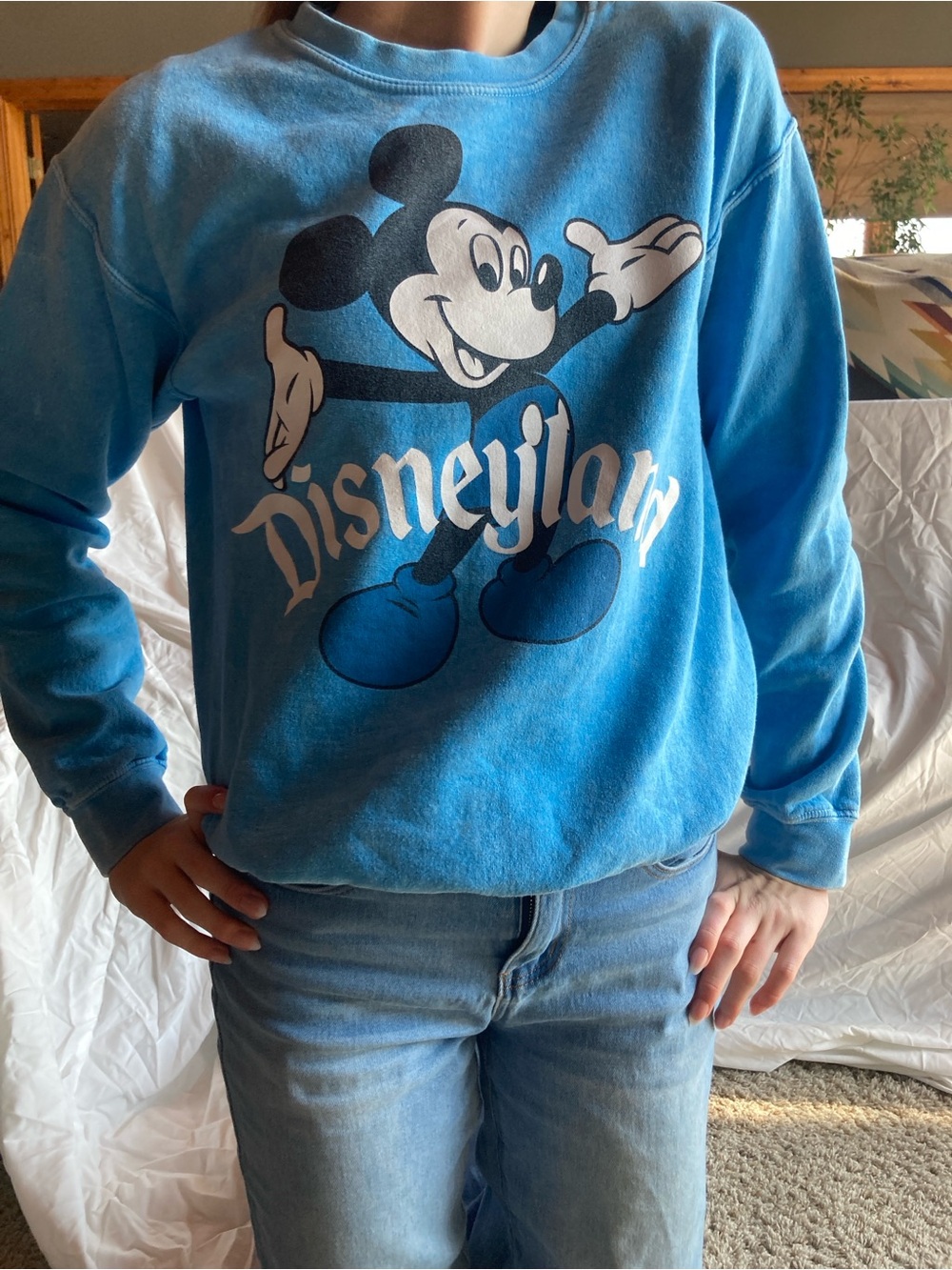 Disney Light Blue Mickey Mouse Pullover Sweatshirt